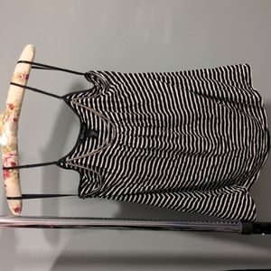 WHBM B&W Stripes Chain Neckline Swing Tank
